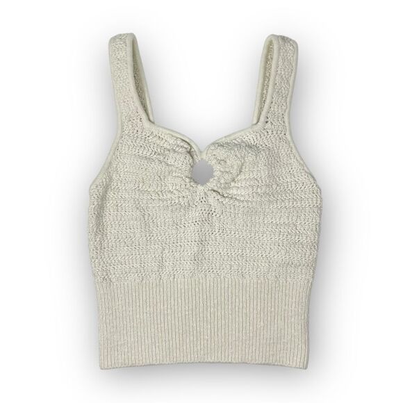 Abercrombie & Fitch Cinched Cutout Crochet Tank Top Cream Women’s Size XS - Picture 2 of 13